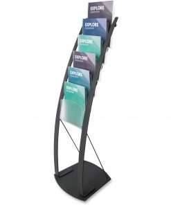 Deflecto Contemporary Floor Display - 6 Compartment(s) - Compartment Size 1.45" - 49" Height x 13" Width x 16.5" Depth - Floor - Black - Metal - 1 Each