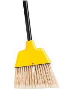 Genuine Joe GJO58562, Angle Broom, 1 Each, Yellow - Polyvinyl Chloride (PVC) Bristle - 47" Handle Length - 54.5" Overall Length - Plastic Handle - 1 Each - Yellow