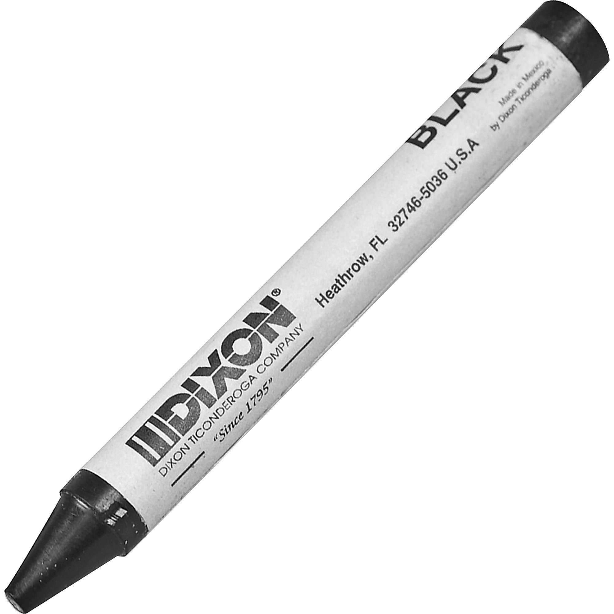 Dixon Long-Lasting Marking Crayons - 5" Length - 0.6" Diameter - Black - 1 Dozen