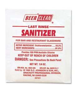 Diversey Last Rinse Sanitizer - Powder - 0.25 oz (0.02 lb) - 100 / Carton - Yellow