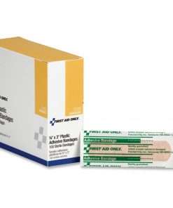 First Aid Only Plastic Adhesive Bandages - 0.75" x 3" - 1Each - White - Plastic, Vinyl