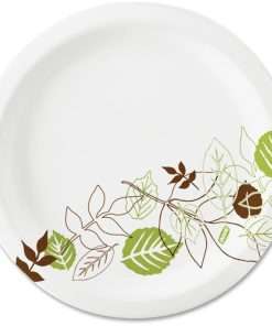 Dixie Pathways 7" Medium-weight Paper Plates by GP Pro - White, Green - Paper Body - 1000 / Carton