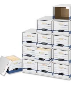 Bankers Box File/Cube File Storage Box Shell - Internal Dimensions: 13" Width x 16.50" Depth x 10.50" Height - External Dimensions: 13.9" Width x 16.9" Depth x 11.4" Height - Media Size Supported: Legal, Letter - Stackable - White, Blue - For File - Recycled - 6 / Carton