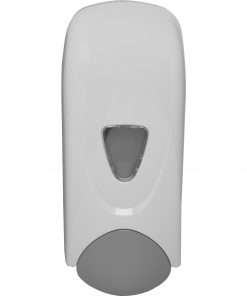 Genuine Joe 1000ml Liquid Soap Dispenser - Manual - 1.06 quart Capacity - Refillable, Site Window, Durable - Gray, White - 1Each