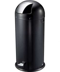 Genuine Joe 13.5 Gallon Pedal Receptacle Bin - 13.50 gal Capacity - Foot Pedal, Easy to Clean - 37.4" Height x 17.5" Diameter - Steel - Black - 1 Each