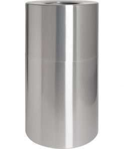 Genuine Joe Classic Cylinder 2-Piece Waste Receptacle - 35 gal Capacity - Weather Resistant, Fire Proof, Leak Proof - 34" Height x 18" Diameter - Aluminum - Silver - 1 Each