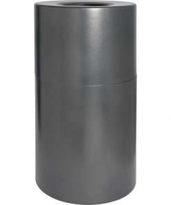 Genuine Joe Classic Cylinder Gray Waste Receptacle - 35 gal Capacity - Weather Resistant, Fire Proof, Leak Proof - 34" Height x 18" Diameter - Aluminum - Charcoal - 1 Each