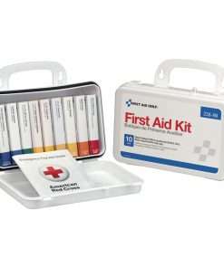 First Aid Only ANSI 10-unit First Aid Kit - 64 x Piece(s) - 4.6" Height x 7.7" Width x 2.4" Depth Length - Plastic Case - 1 Each - White