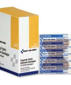 First Aid Only Fingertip Fabric Adhesive Bandages - 2.50" x 3.25" - 40/Box - White - Fabric