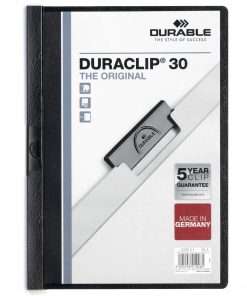 DURABLE&reg; DURACLIP&reg; Report Cover - Letter Size 8 1/2" x 11" - 30 Sheet Capacity - Punchless - Vinyl - Black