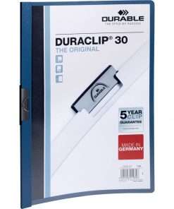 DURABLE&reg; DURACLIP&reg; Report Cover - Letter Size 8 1/2" x 11" - 30 Sheet Capacity - Punchless - Vinyl - Dark Blue