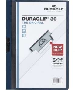 DURABLE&reg; DURACLIP&reg; Report Cover - Letter Size 8 1/2" x 11" - 30 Sheet Capacity - Punchless - Vinyl - Navy