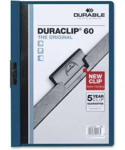 DURABLE&reg; DURACLIP&reg; Report Cover - Letter Size 8 1/2" x 11" - 30 Sheet Capacity - Punchless - Vinyl - Dark Blue