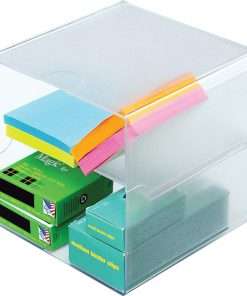 Deflecto Stackable Cube Organizer - 6" Height x 6" Width x 6" Depth - Desktop - Stackable - Clear - Plastic - 1 Each