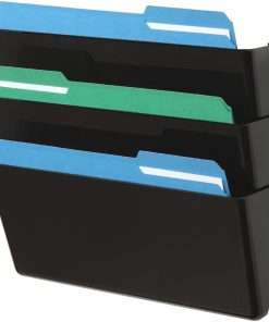 Deflecto Stackable DocuPocket Set - 3 Pocket(s) - 7" Height x 13" Width x 4" Depth - Durable - Black - 1 / Each