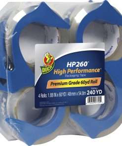 Duck HP260 High Performance Packaging Tape - 60 yd Length x 1.88" Width - 3.1 mil Thickness - Acrylic - 4 Pack - Crystal Clear