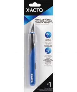X-Acto Retract-A-Blade No. 1 Knife - Carbon Steel Blade - Retractable, Comfortable Grip, Anti-roll, Durable, Replaceable Blade - Metal - Blue - 1 Each