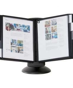 DURABLE&reg; SHERPA&reg; Motion Reference Display System - Desktop - 360&deg; Rotation - 10 Double Sided Panels - Letter Size - Anti-Flective/Non-Glare - Black