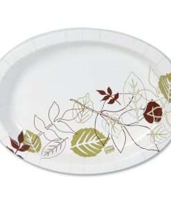 Dixie Ultra&reg; Pathways Large Heavyweight Paper Platters by GP Pro - 125 / Pack - Disposable - Microwave Safe - White, Brown, Green - Paper Body - 4 / Carton