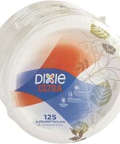 Dixie Heavy-weight Paper Plates by GP Pro - Serving - Microwave Safe - White - Paper Body - 125 Pack