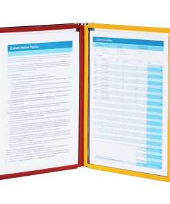 DURABLE&reg; SHERPA&reg; Angled Partition Wall Reference Display System - Partition Wall Bracket - 5 Double Sided Panels - Letter Side - Anti-Reflective/Non-Glare - Assorted Colors