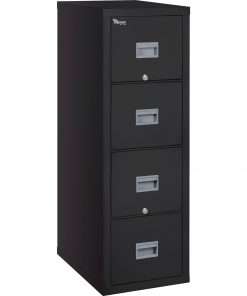 FireKing Patriot Series 4-Drawer Vertical Fire Files - 20.8" x 31.6" x 52.8" - 4 x Drawer(s) for File - Legal - Vertical - Fire Proof, Impact Resistant, Locking Drawer, Scratch Resistant, Recessed Handle, Ball Bearing Slide - Black - Gypsum, Steel, Metal