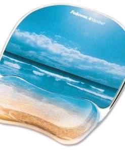 Fellowes Photo Gel Mouse Pad Wrist Rest with Microban&reg; - Sandy Beach - 9.25" x 7.88" x 0.88" Dimension - Multicolor - Rubber, Gel - Stain Resistant, Skid Proof - 1 Pack