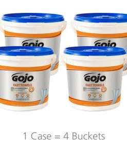 Gojo&reg; Fast Towels Bucket - Fresh Citrus - Blue, Clear - Moisturizing, Non-irritating, Heavy Duty, Cleaning - For Multipurpose - 130 Per Bucket - 4 / Carton