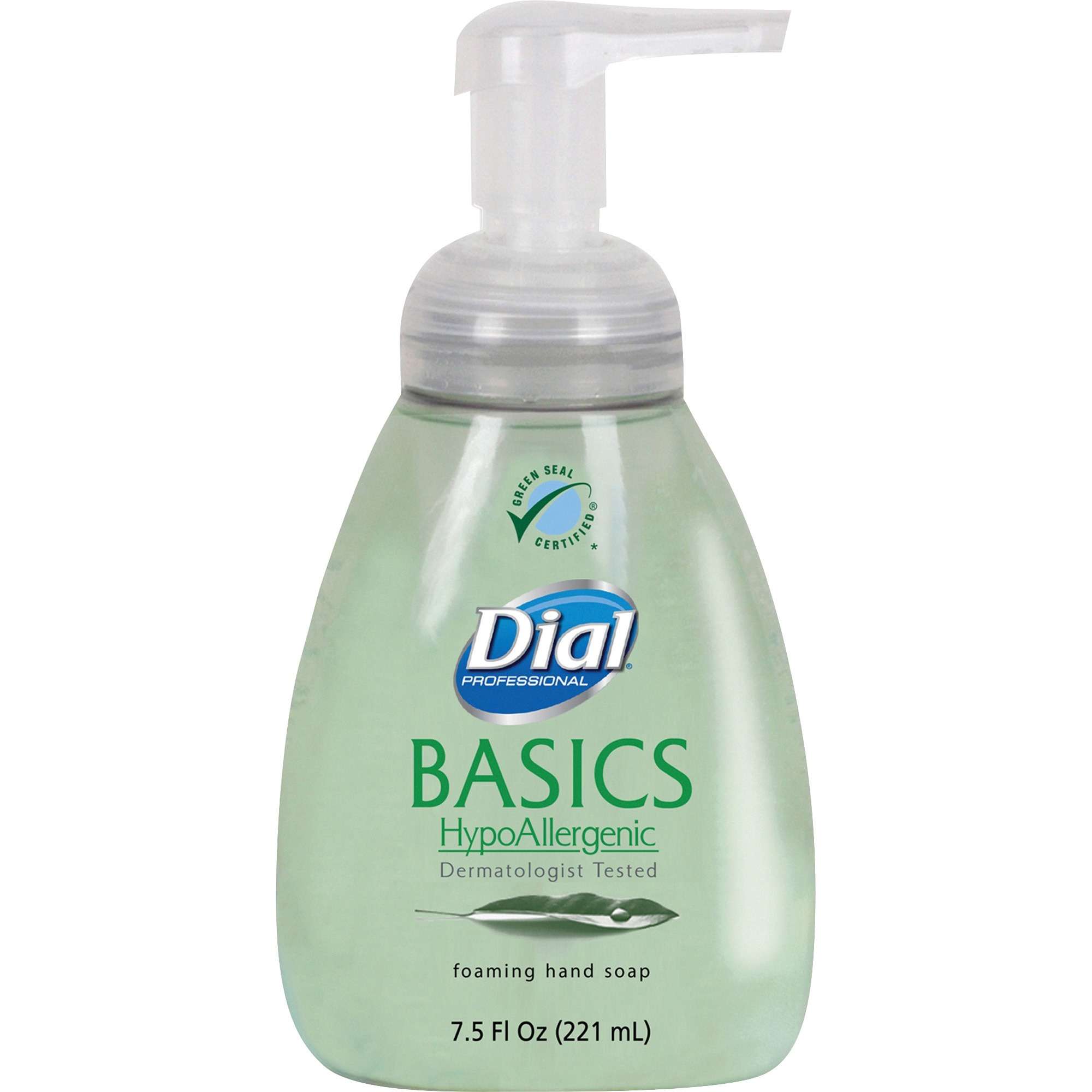 Dial Basics HypoAllergenic Foaming Hand Soap - Honeysuckle Scent - 7.5 fl oz (221.8 mL) - Pump Bottle Dispenser - Hand - Green - 1 Each