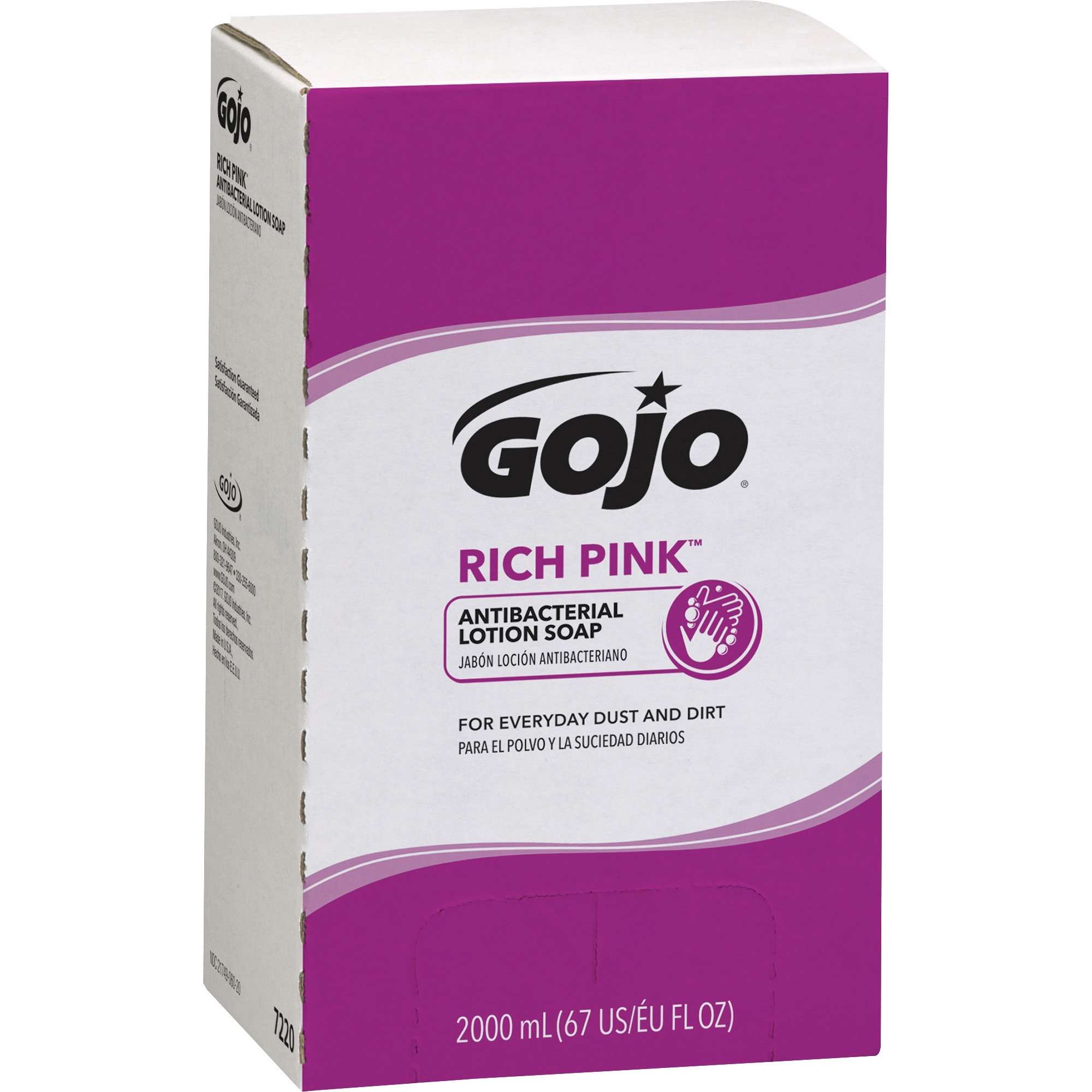 Gojo® Rich Pink Antibacterial Lotion Soap Refill - 67.6 fl oz (2 L) - Soil Remover - 1 Each