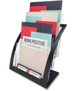 Deflecto Contemporary Literature Holder - 3 Compartment(s) - 3 Tier(s) - 13.3" Height x 11.2" Width x 6.9" Depth - Desktop, Counter - Durable, Business Card Holder - Plastic - 1 Each