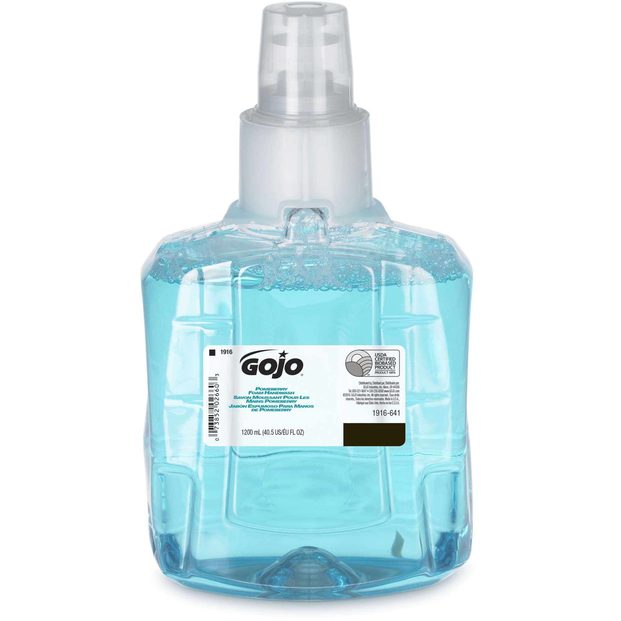 Gojo® LTX-12 Pomeberry Foam Handwash Refill - Pomegranate Scent - 40.6 fl oz (1200 mL) - Bottle Dispenser - Hand - Light Blue - Bio-based - 1 Each