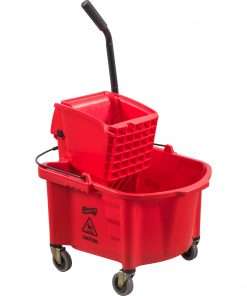 Genuine Joe Splash Shield Mop Bucket/Wringer - 26 quart - Plastic - Red - 1 Each