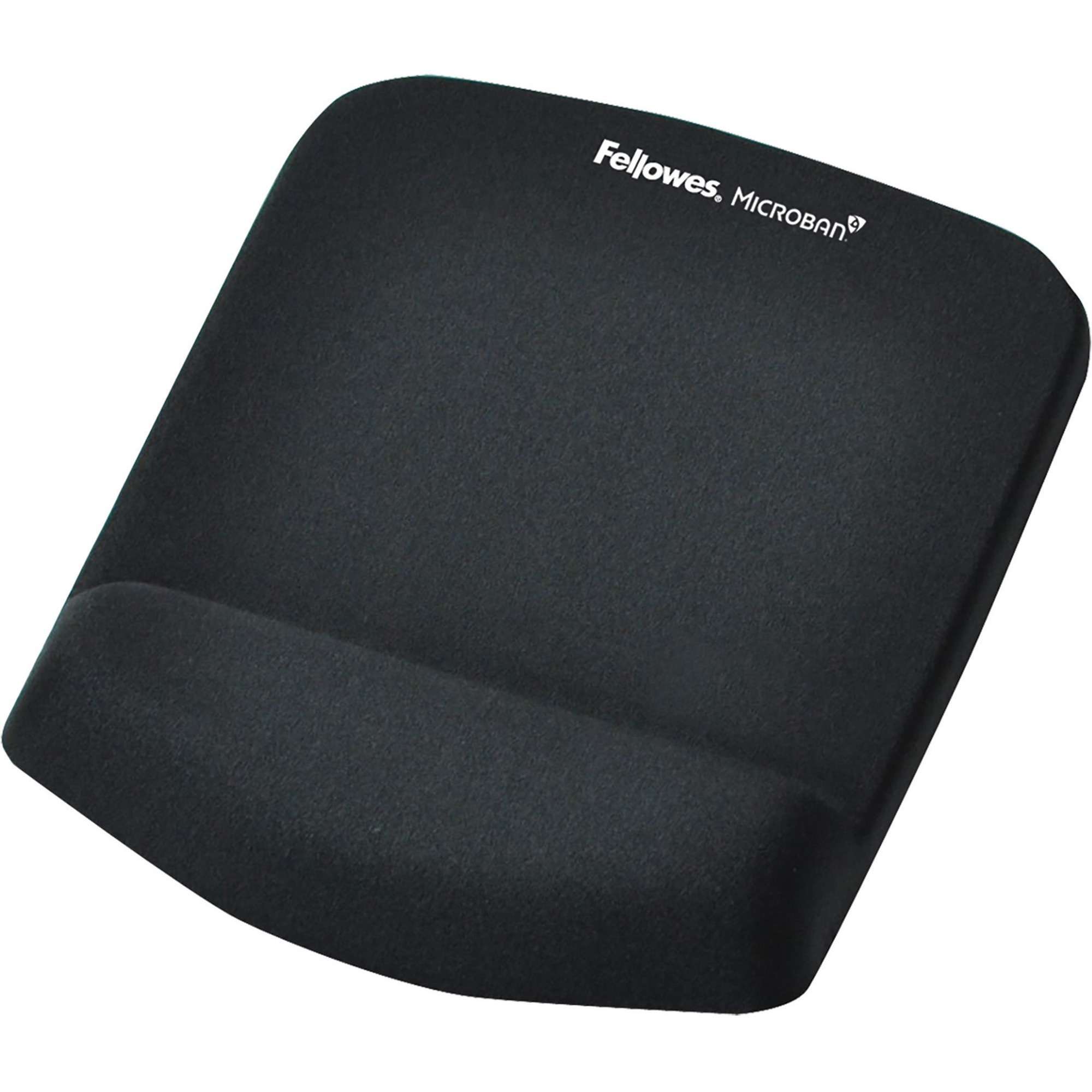 Fellowes PlushTouch™ Mouse Pad Wrist Rest with Microban® - Black - 1" x 7.25" x 9.38" Dimension - Black - Polyurethane, Foam - Wear Resistant, Tear Resistant, Skid Proof - 1 Pack