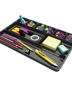Deflecto Sustainable Office Drawer Organizer - 9 Compartment(s) - 1.1" Height x 14" Width x 9.1" Depth - 30% Recycled - Black - 1 Each