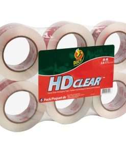 Duck Brand HD Clear Packing Tape - 109.30 yd Length x 1.88" Width - 2.6 mil Thickness - 6 / Pack - Clear