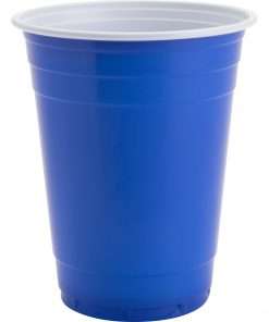 Genuine Joe 16 oz Plastic Party Cups - 16 fl oz - 50 / Pack - Blue, White - Plastic - Party, Cold Drink