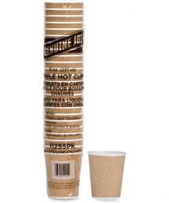 Genuine Joe Rippled Hot Cup - 8 fl oz - 25 / Pack - Brown - Beverage, Hot Drink