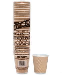 Genuine Joe Rippled Hot Cup - 10 fl oz - 25 / Pack - Brown - Beverage, Hot Drink