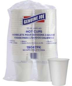 Genuine Joe Polyurethane-lined Disposable Hot Cups - 12 fl oz - 50 / Pack - White - Polyurethane - Beverage, Hot Drink