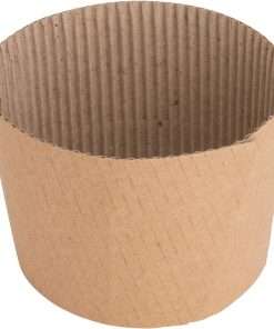 Genuine Joe Protective Corrugated Cup Sleeve - 2.4" Height4.9" Diameter - 50 - Brown