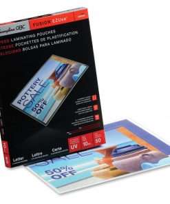 GBC Fusion EZUse Laminating Pouches - Sheet Size Supported: Letter - Laminating Pouch/Sheet Size: 8.50" Width x 11" Length x 10 mil Thickness - Glossy - for Document - UV Resistant, Fade Resistant - Clear - 50 / Box