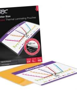 GBC Fusion EZUse Laminating Pouches - Sheet Size Supported: Letter - Laminating Pouch/Sheet Size: 8.50" Width x 11" Length x 5 mil Thickness - Glossy - for Document - UV Resistant, Fade Resistant - Clear - 100 / Box