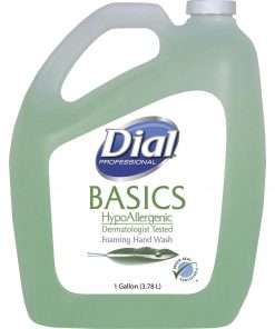 Gallon of green Dial basics hand soap