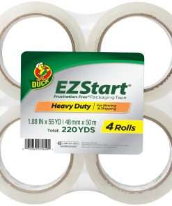 Duck Brand EZ Start Crystal Clear Packaging Tape - 54.60 yd Length x 1.88" Width - 2.6 mil Thickness - 3" Core - Acrylic - 4 / Pack - Crystal Clear