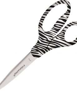 Fiskars Stainless Steel Blade Scissors - 8" Overall Length - Stainless Steel - Pointed Tip - Blue, White - 1 Each