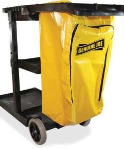 Genuine Joe Workhorse Janitor's Cart - x 40" Width x 20.5" Depth x 38" Height - Charcoal, Yellow - 1 Each