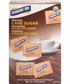 Genuine Joe Turbinado Natural Cane Sugar Packets - 0.159 oz (4.5 g) - Molasses Flavor - Natural Sweetener - 200/Box
