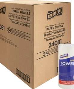 Genuine Joe Kitchen Roll Flexible Size Towels - 2 Ply - White - Flexible, Perforated, Absorbent, Soft - For Kitchen, Multipurpose, Breakroom - 24 / Carton