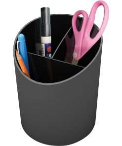 Deflecto Sustainable Office Recycled Large Pencil Cup - 5.6" x 4.4" x 4.4" - 1 Each - Black